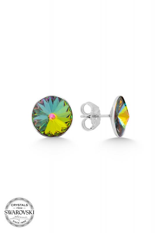 Union Crystal Kadın Vitrail Medium Taşlı 12mm Çivili Gümüş Küpe