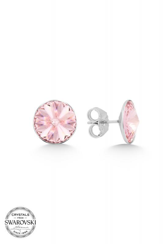 Union Crystal Kadın Light Rose Taşlı 12mm Çivili Gümüş Küpe