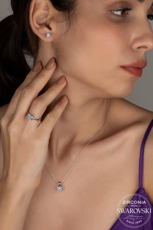 Union Zirconia Kadın 4 Tırnak Gümüş Set