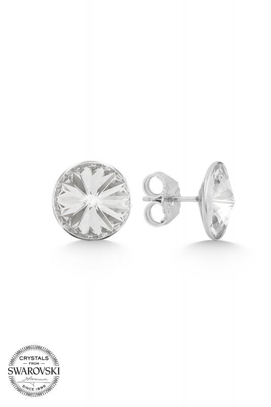 Union Crystal Kadın Silver Shade Taşlı 12mm Çivili Gümüş Küpe