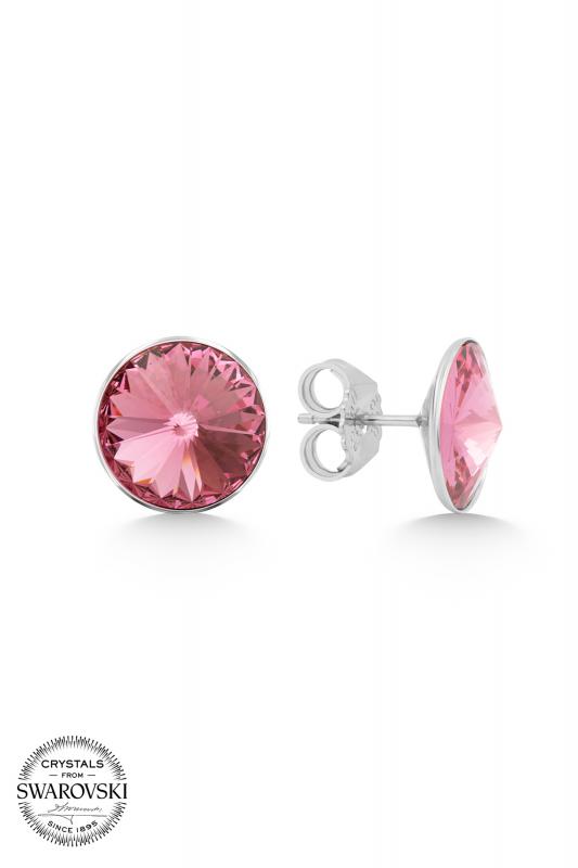Union Crystal Kadın Rose Taşlı 12mm Çivili Gümüş Küpe