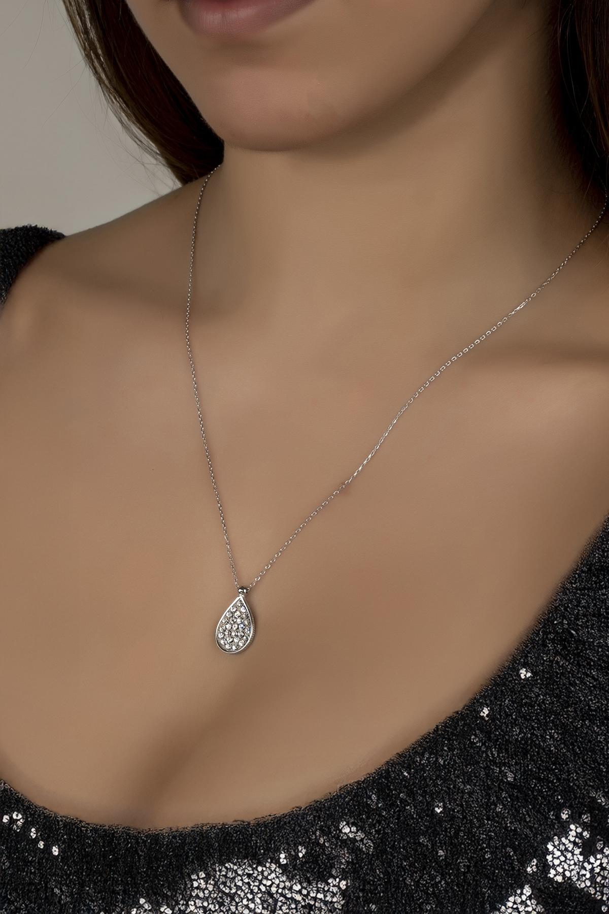 Union Crystal Kadın Damla Gümüş Kolye