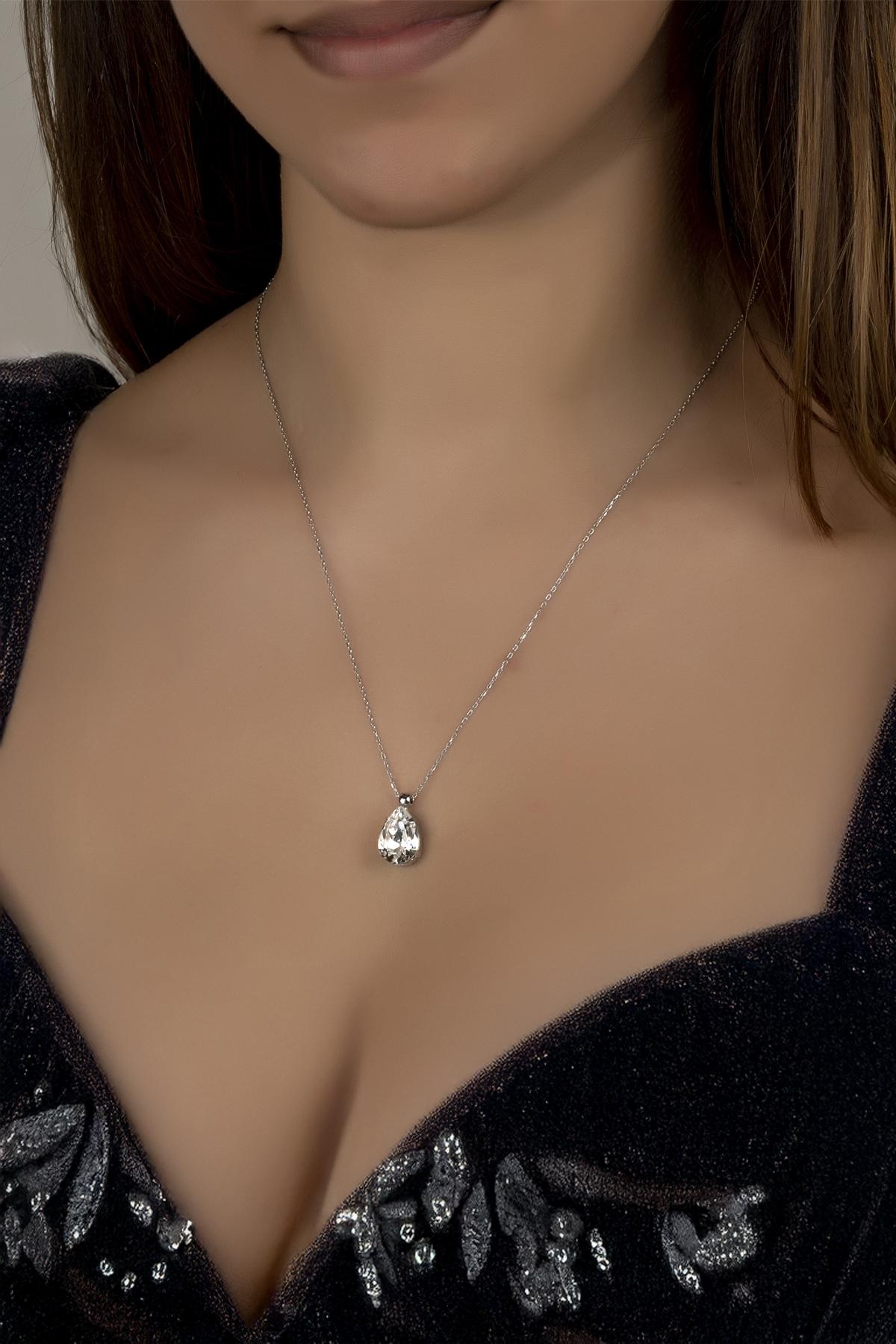 Union Crystal Kadın Damla Gümüş Kolye