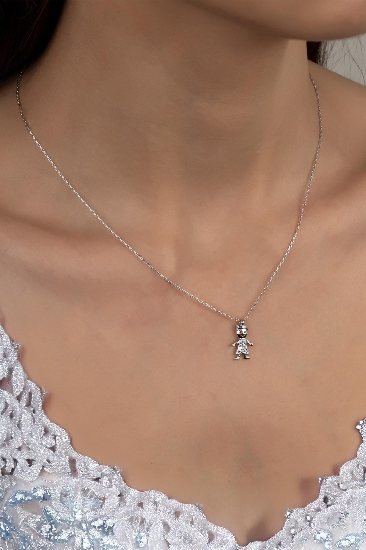Union Zirconia Kadın Erkek Çocuğu Gümüş Kolye