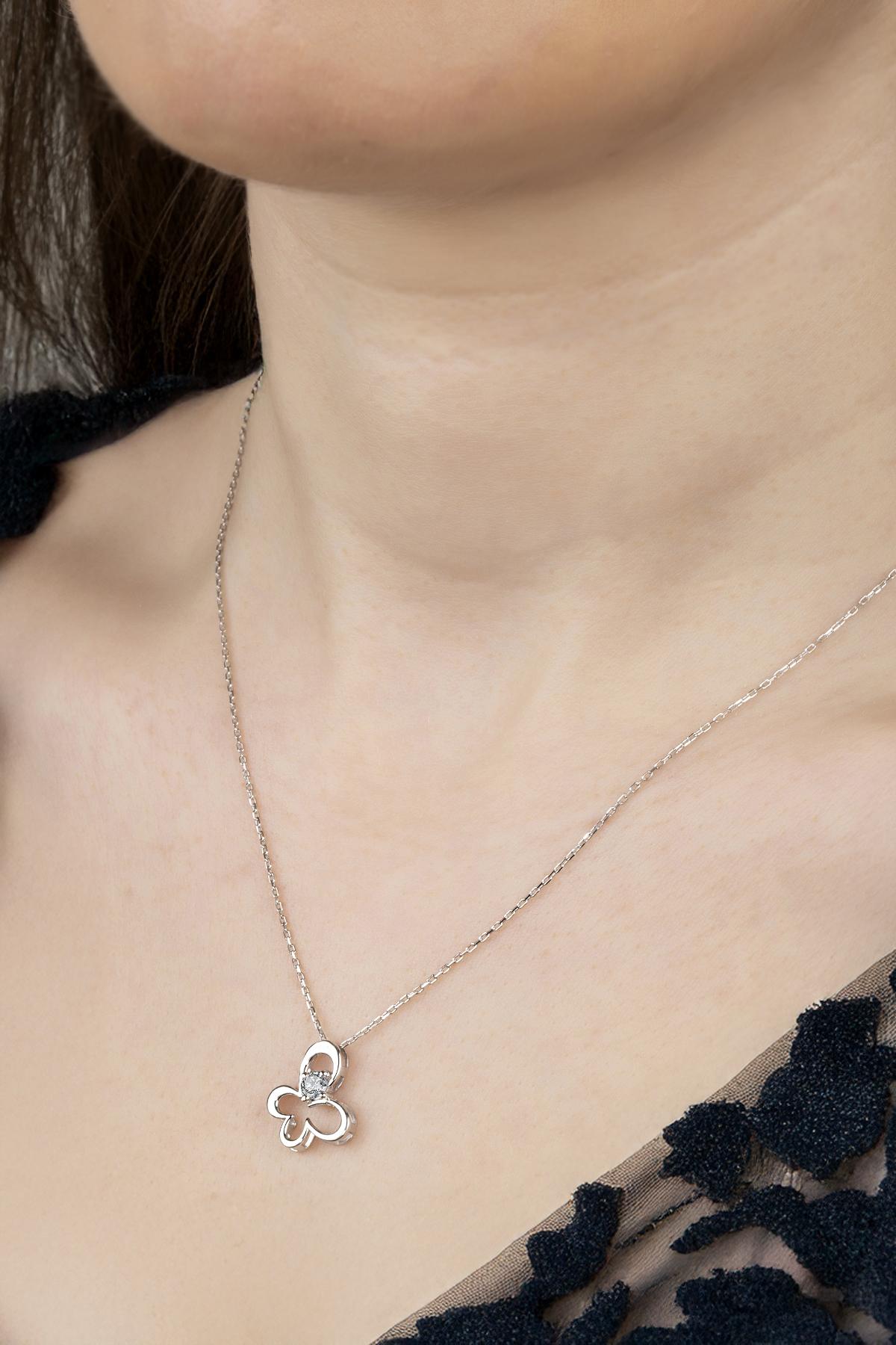 Union Zirconia Kadın Kelebek Gümüş Kolye