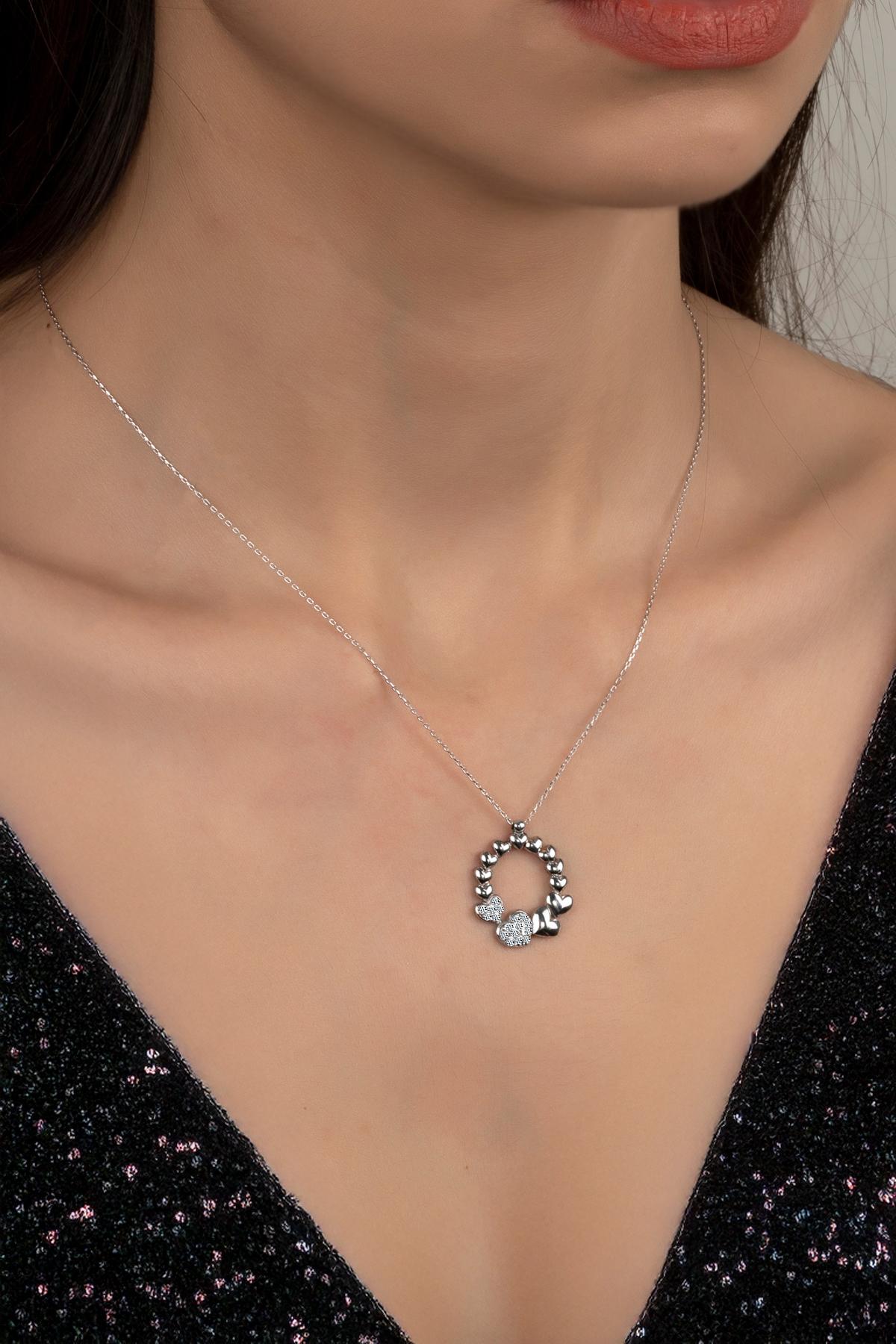 Union Zirconia Kadın Kalp Dünyası Gümüş Kolye