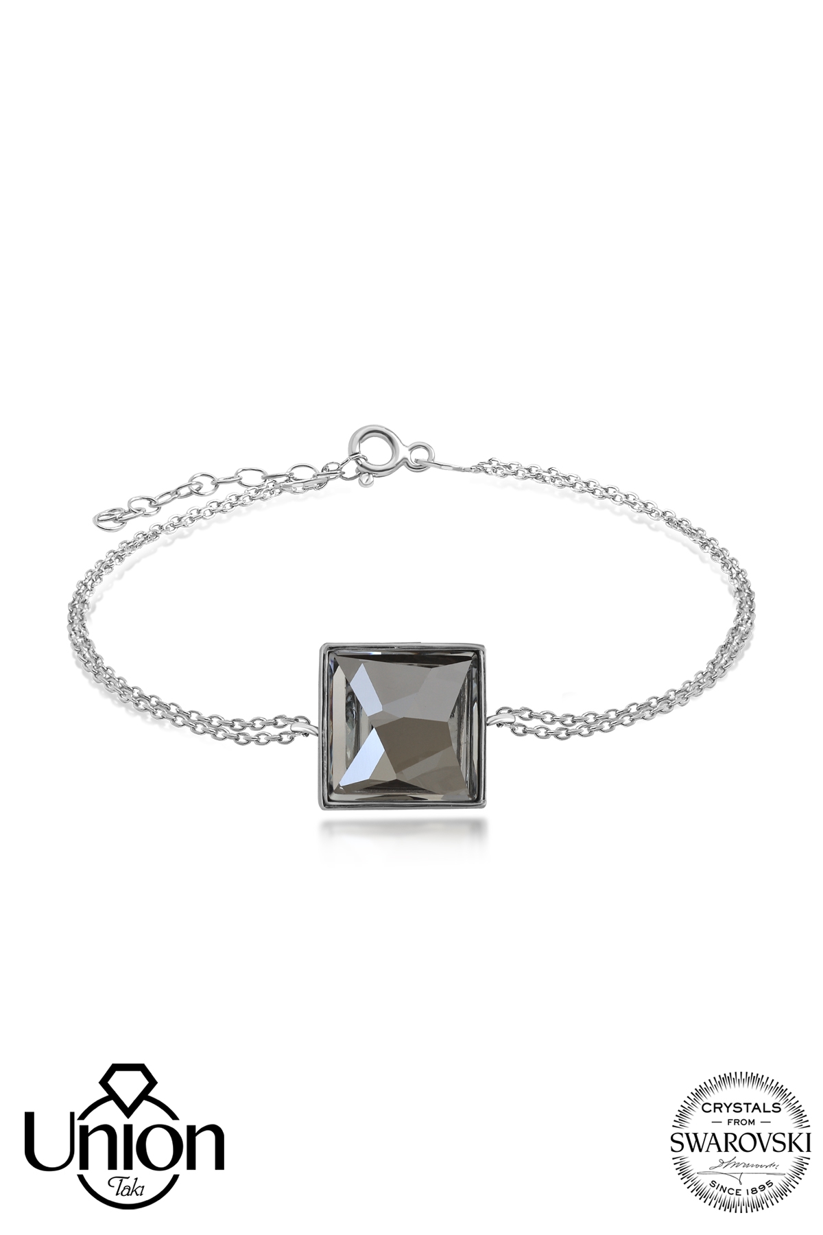 Union Crystal Kadın Asymmetric Square Gümüş Bileklik