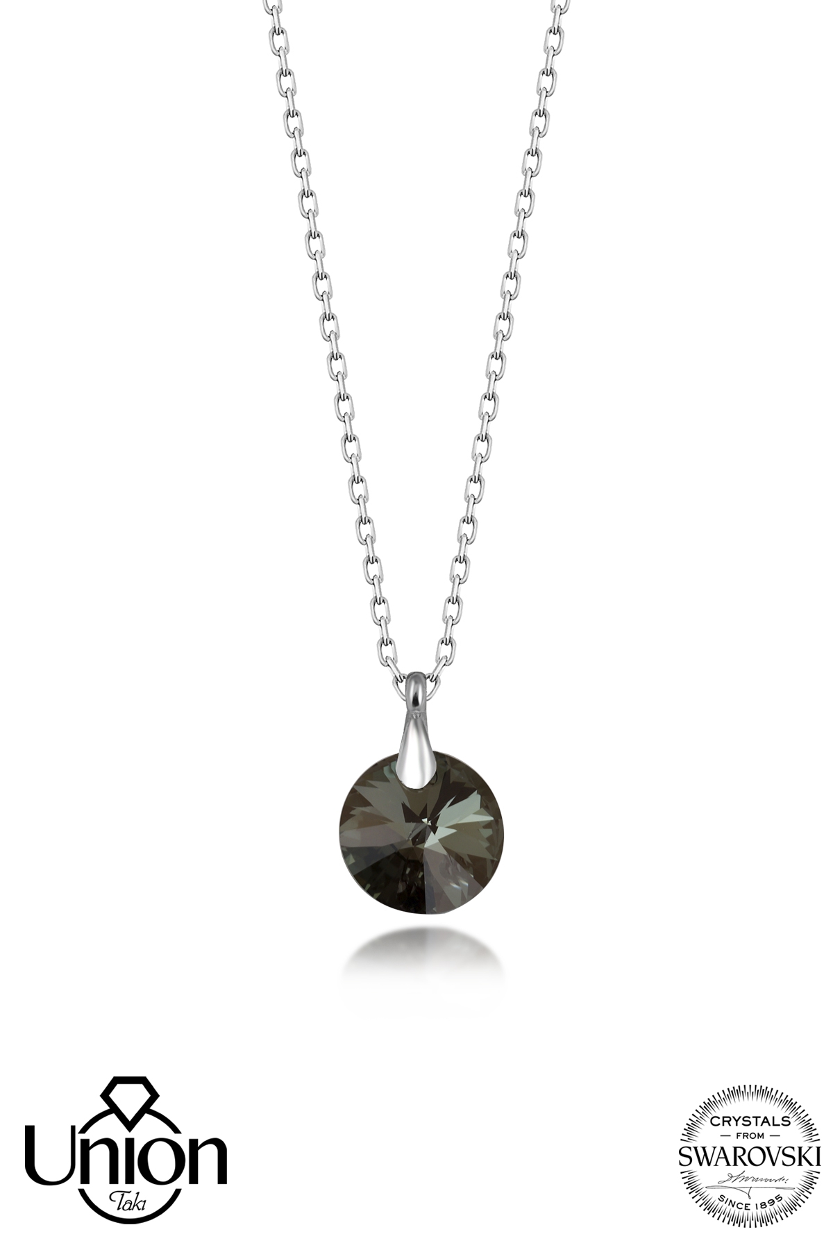 Union Crystal Kadın 12 mm İris Green Yuvarlak Gümüş Kolye