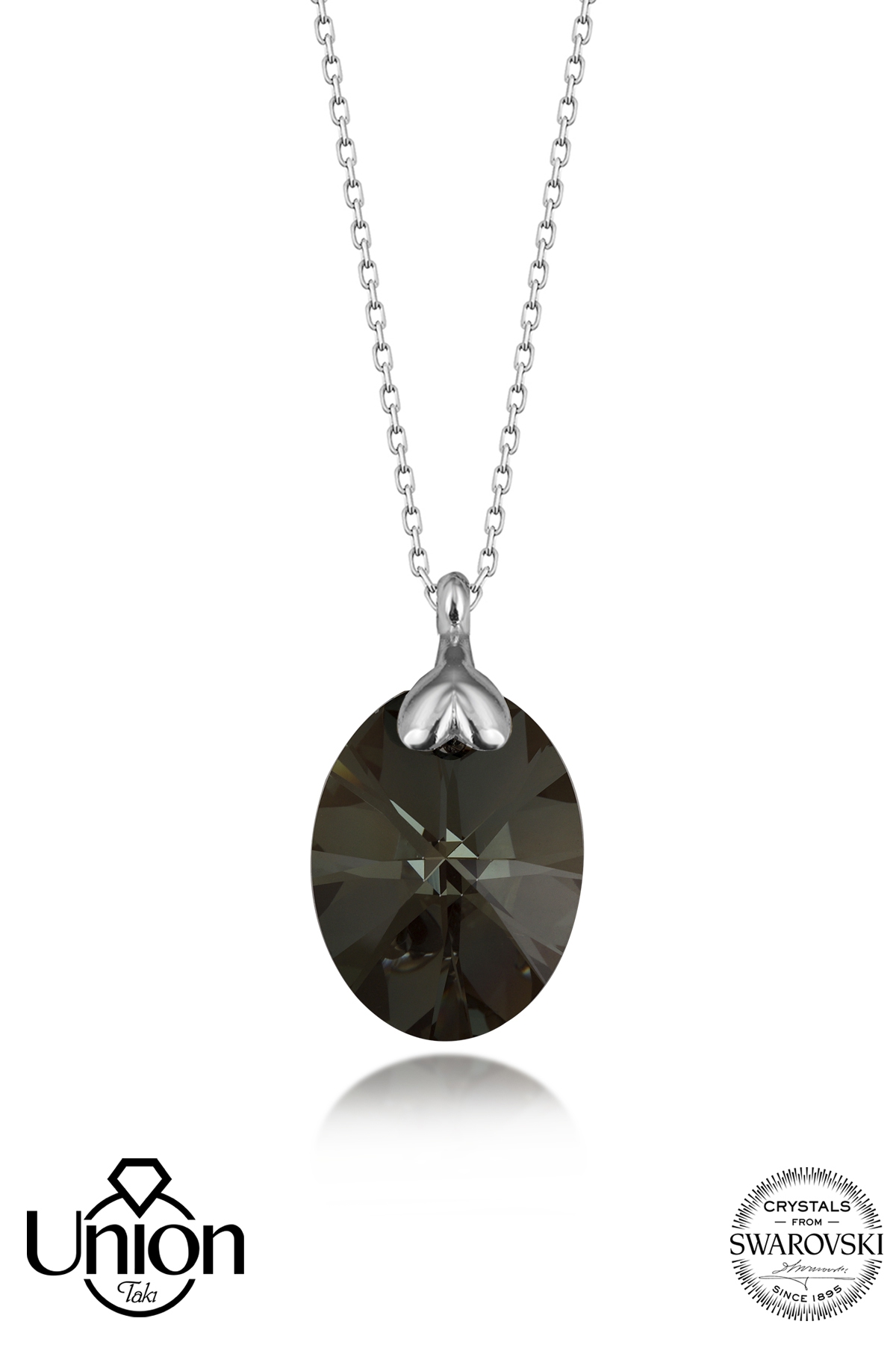 Union Crystal Kadın Green Oval Gümüş Kolye