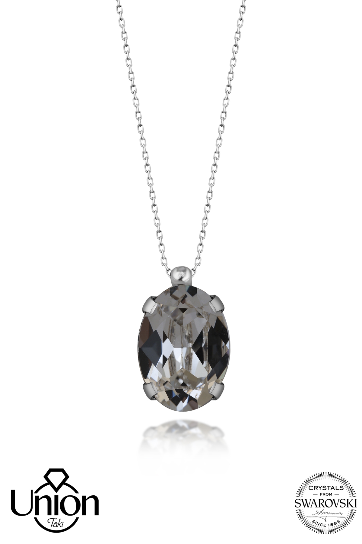 Union Crystal Kadın Oval Tırnaklı Gümüş Kolye