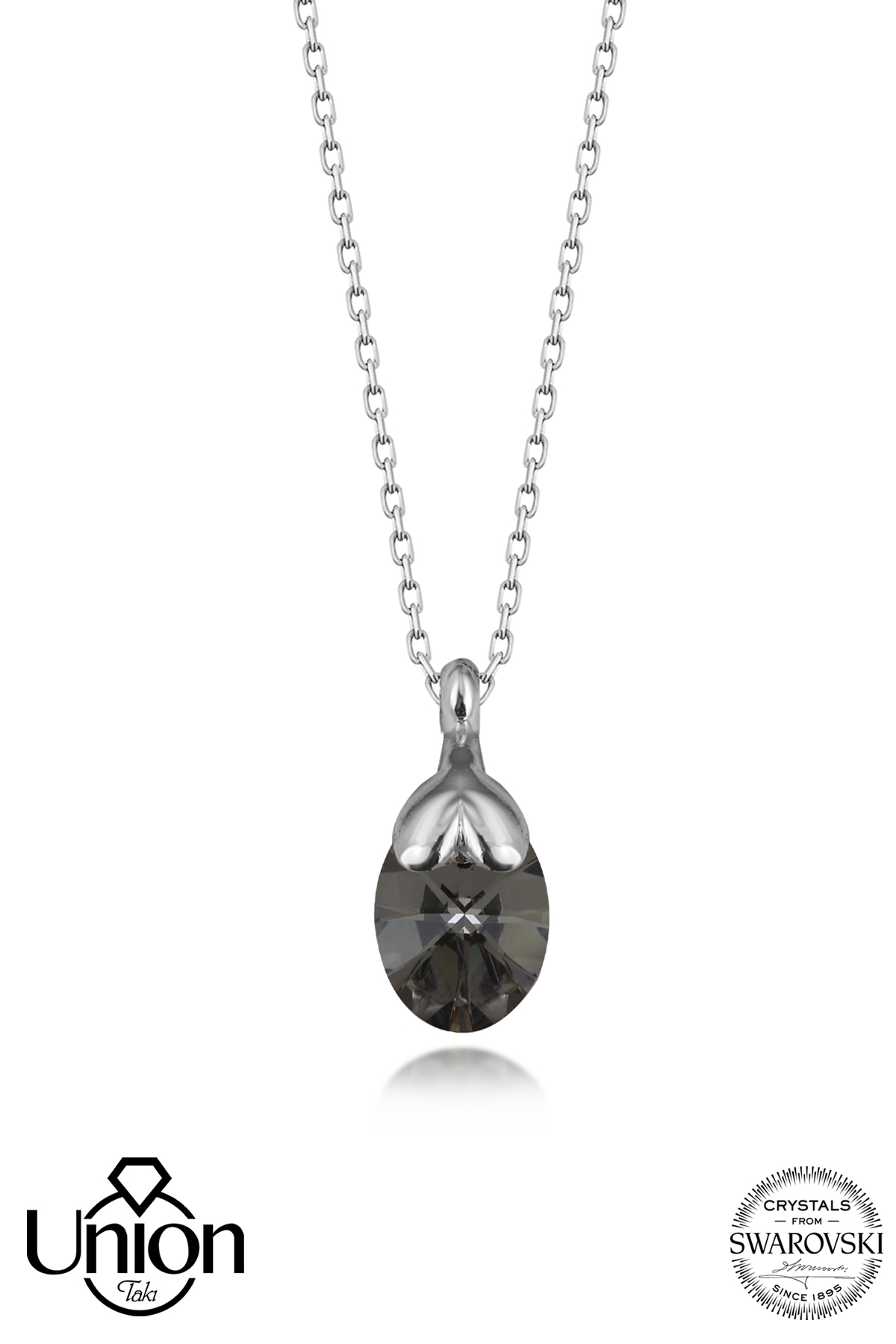 Union Crystal Kadın Chorme Oval Gümüş Kolye