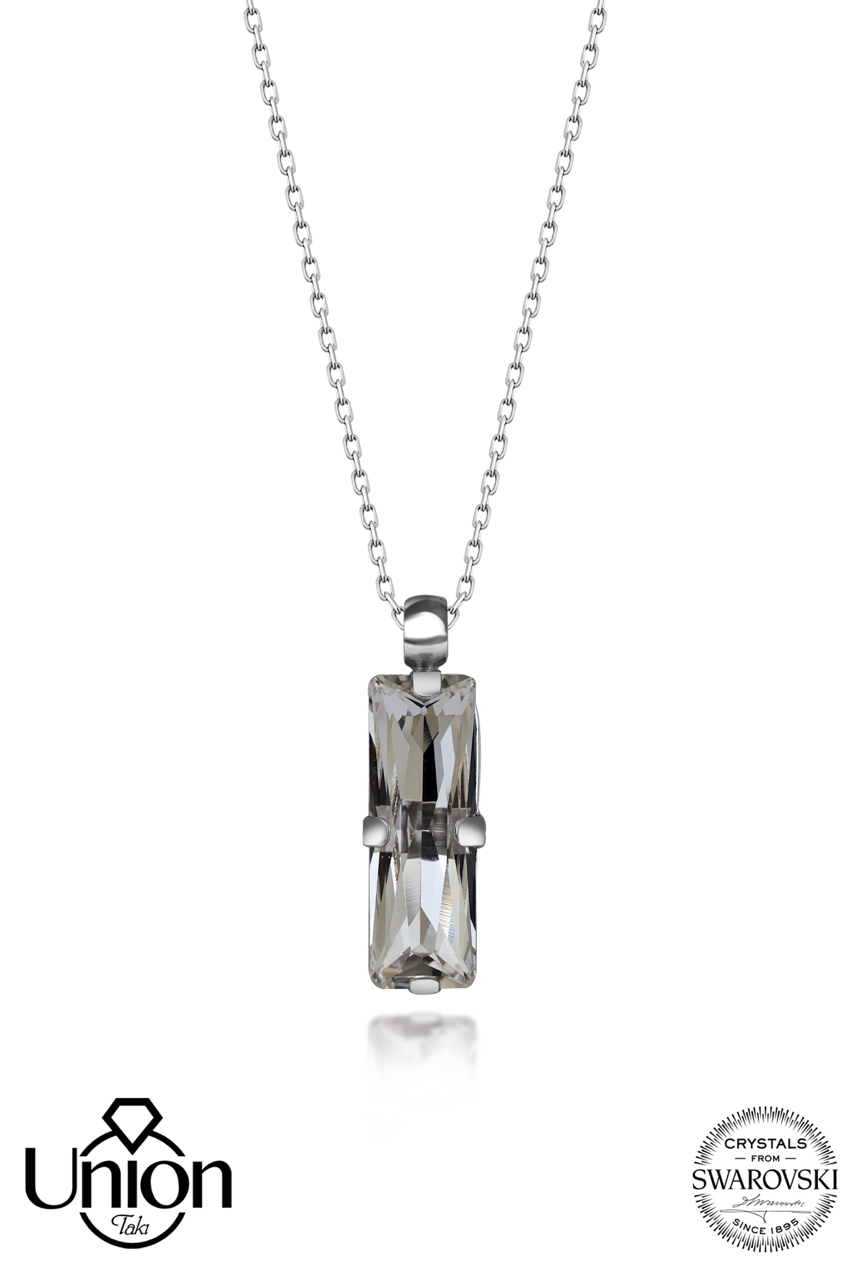 Union Crystal Kadın Beyaz Baget Gümüş Kolye