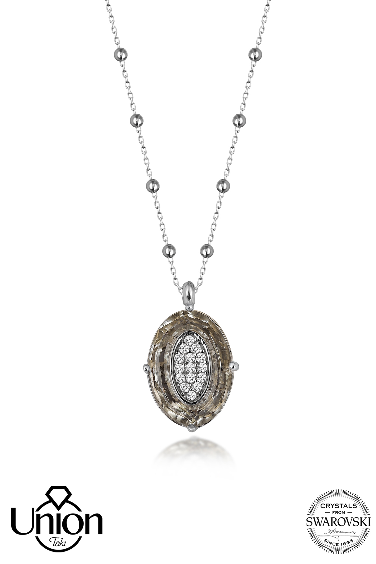 Union Crystal Kadın Oval Gümüş Kolye