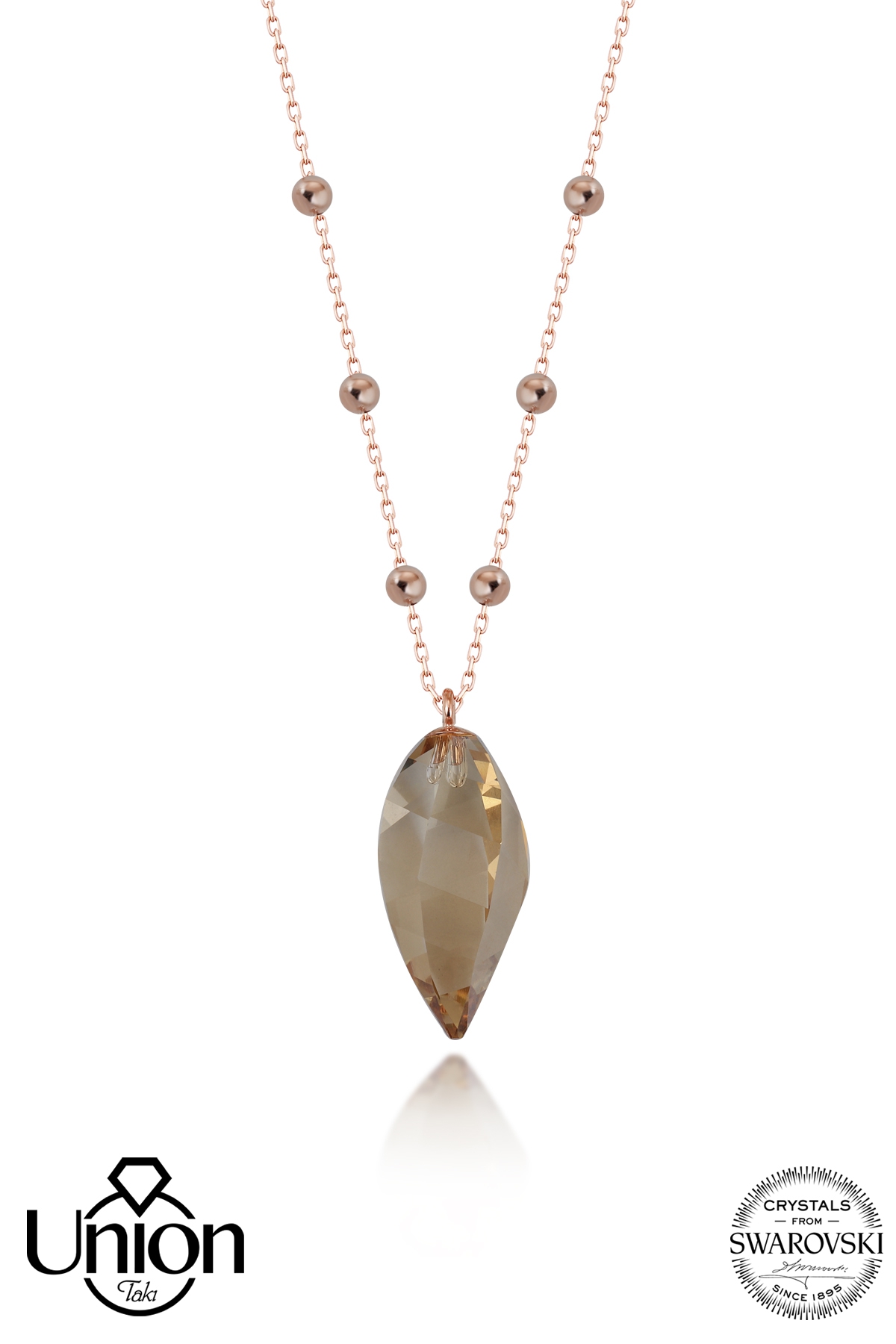 Union Crystal Kadın Golden Shadow Rose Gümüş Kolye
