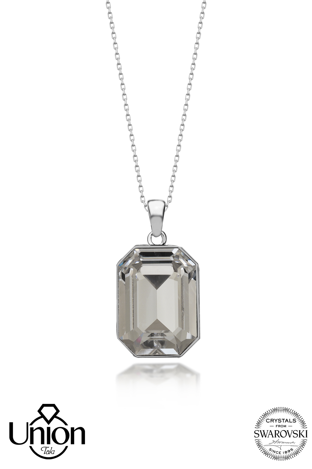 Union Crystal Kadın Octagon Gümüş Kolye