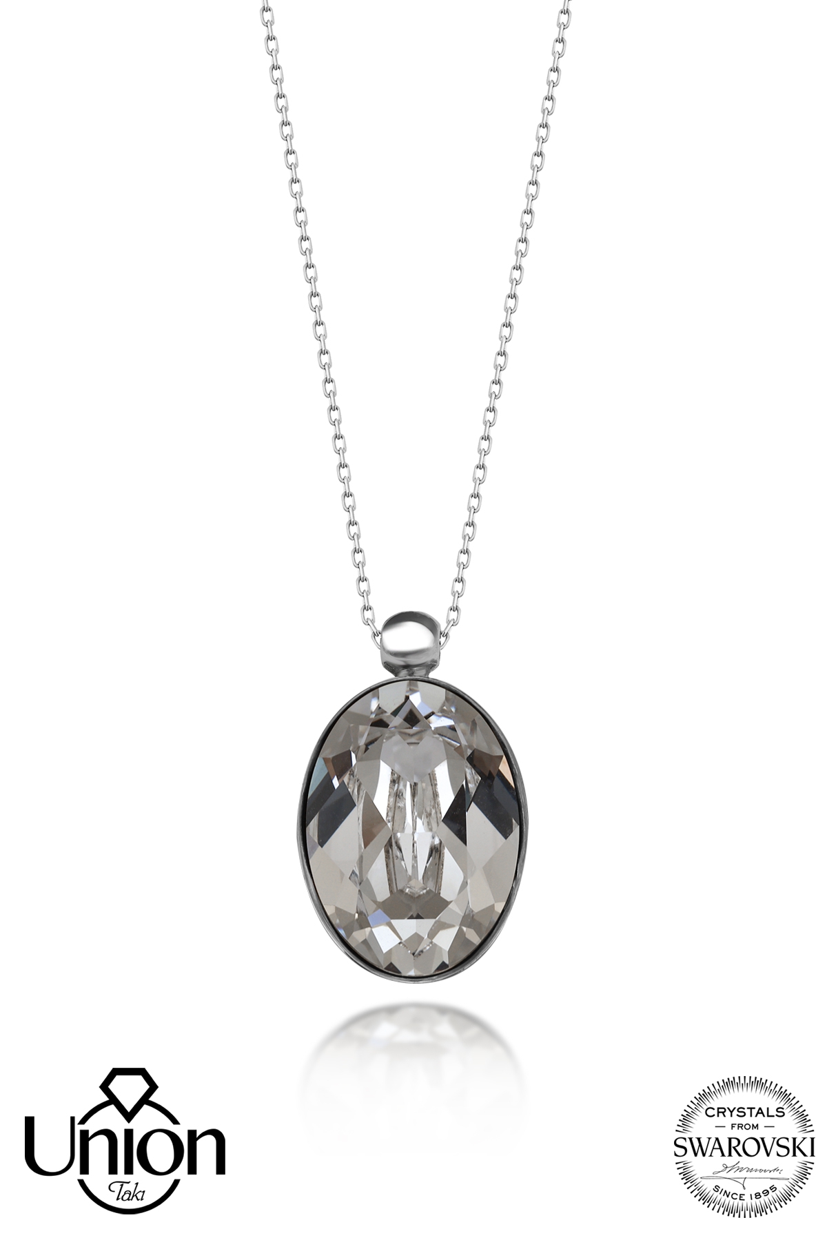 Union Crystal Kadın Oval Gümüş Kolye