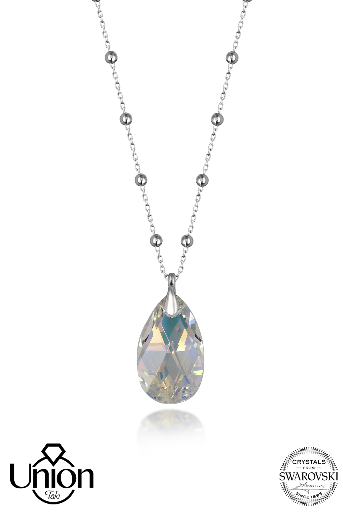 Union Crystal Kadın 22 mm Damla Gümüş Kolye