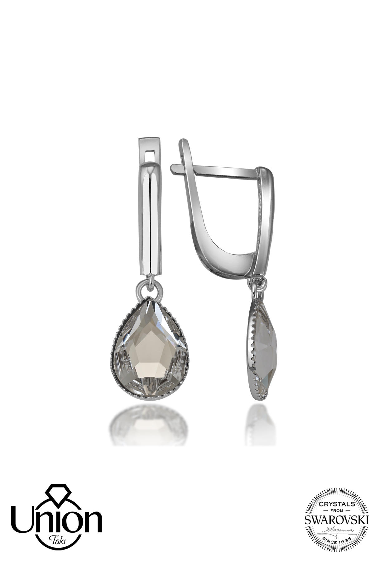 Union Crystal Kadın Beyaz Düz Damla Gümüş Küpe