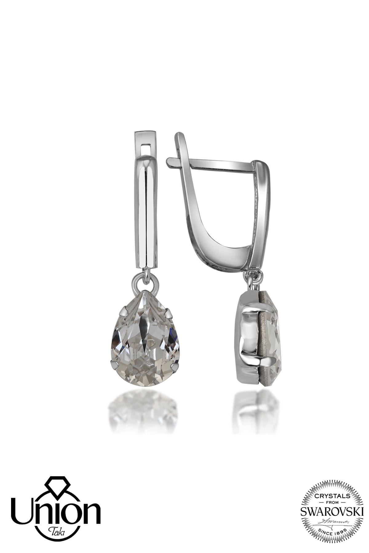 Union Crystal Kadın Beyaz Tırnaklı Damla Gümüş Küpe