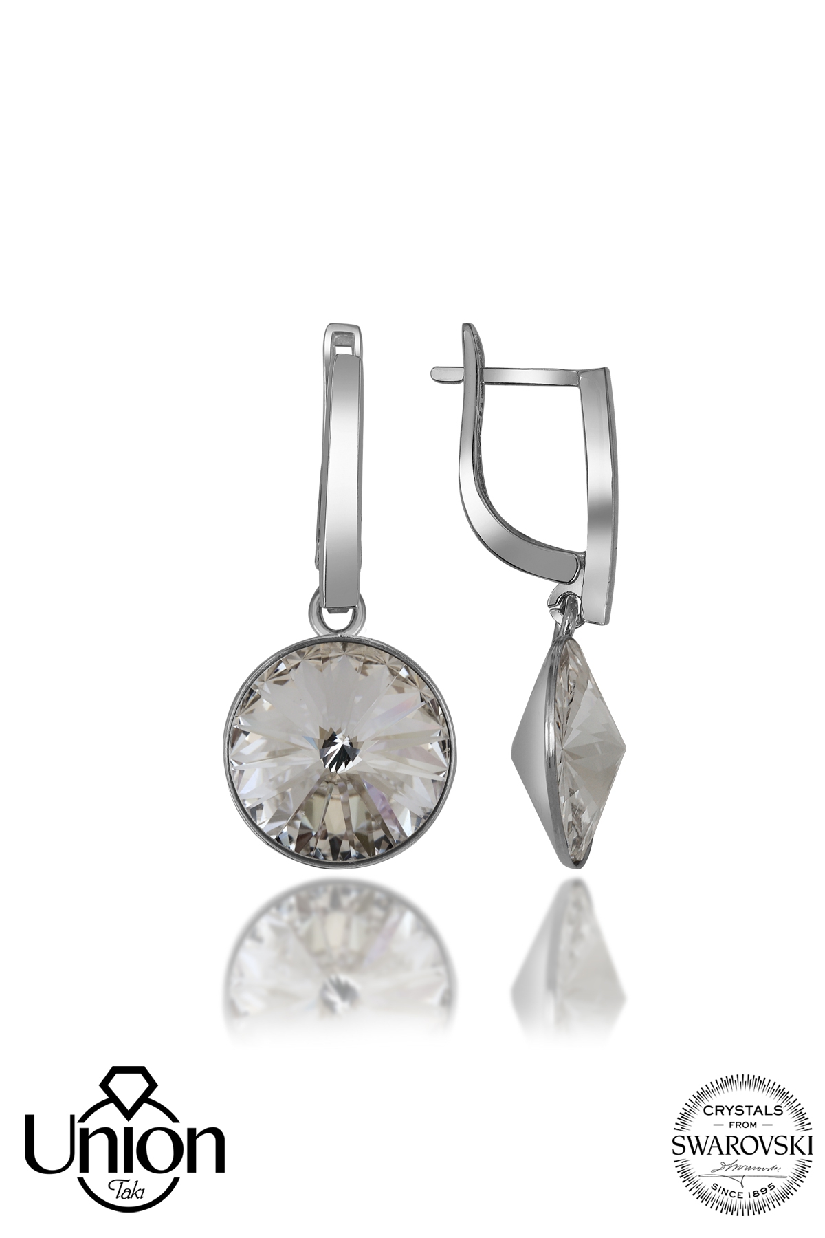 Union Crystal Kadın Beyaz Sallantılı Gümüş Küpe