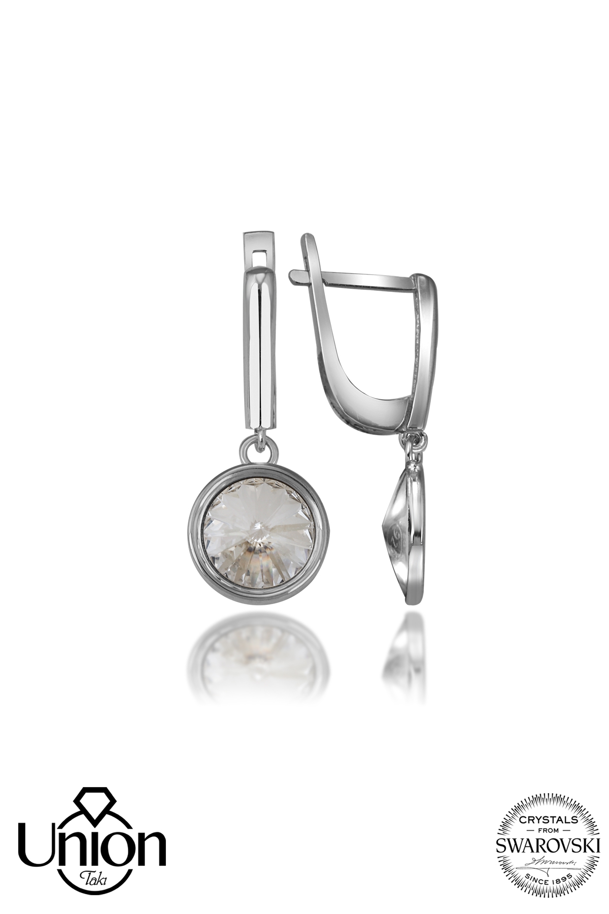 Union Crystal Kadın Beyaz Sallantılı Gümüş Küpe