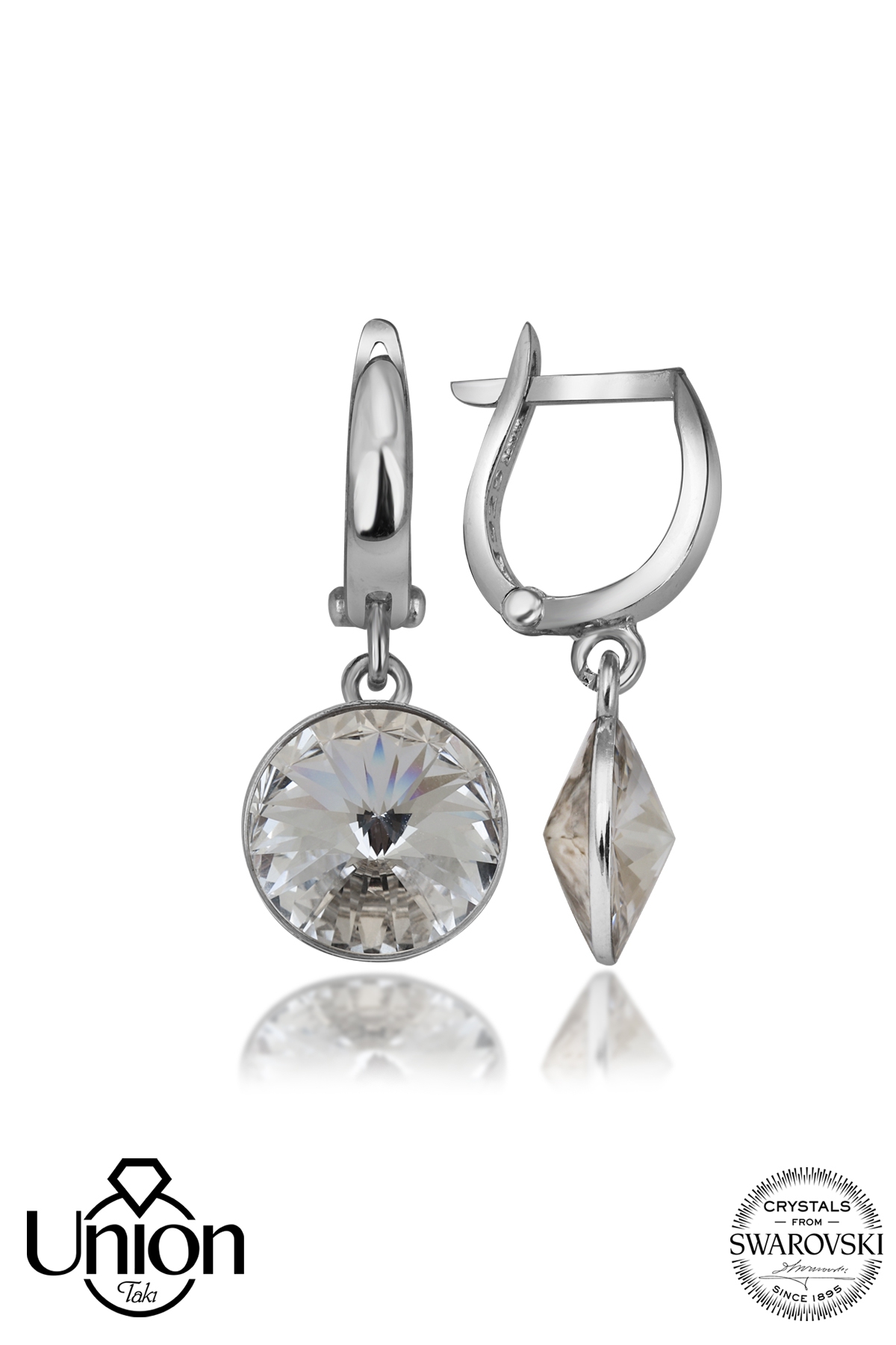 Union Crystal Kadın Beyaz Sallantılı Gümüş Küpe