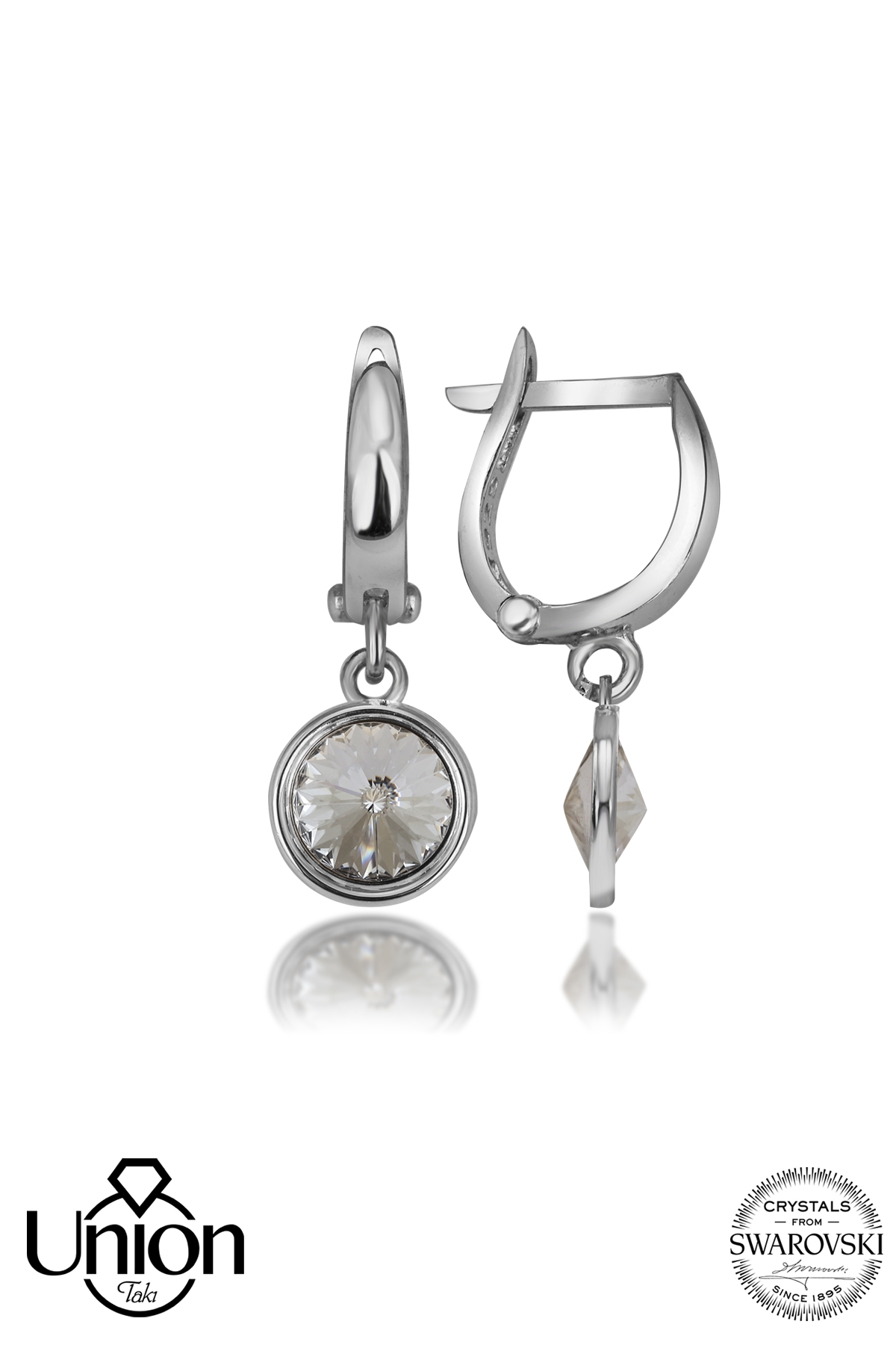 Union Crystal Kadın Beyaz Sallantılı Gümüş Küpe