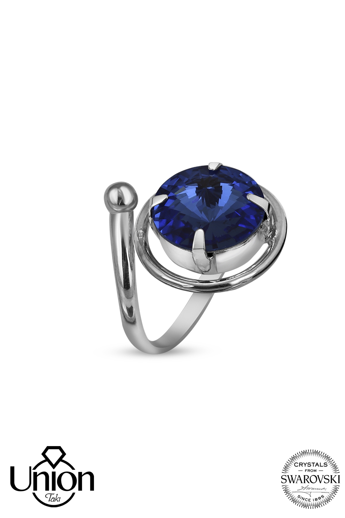 Union Crystal Kadın Navy blue 12 mm Gümüş Yüzük