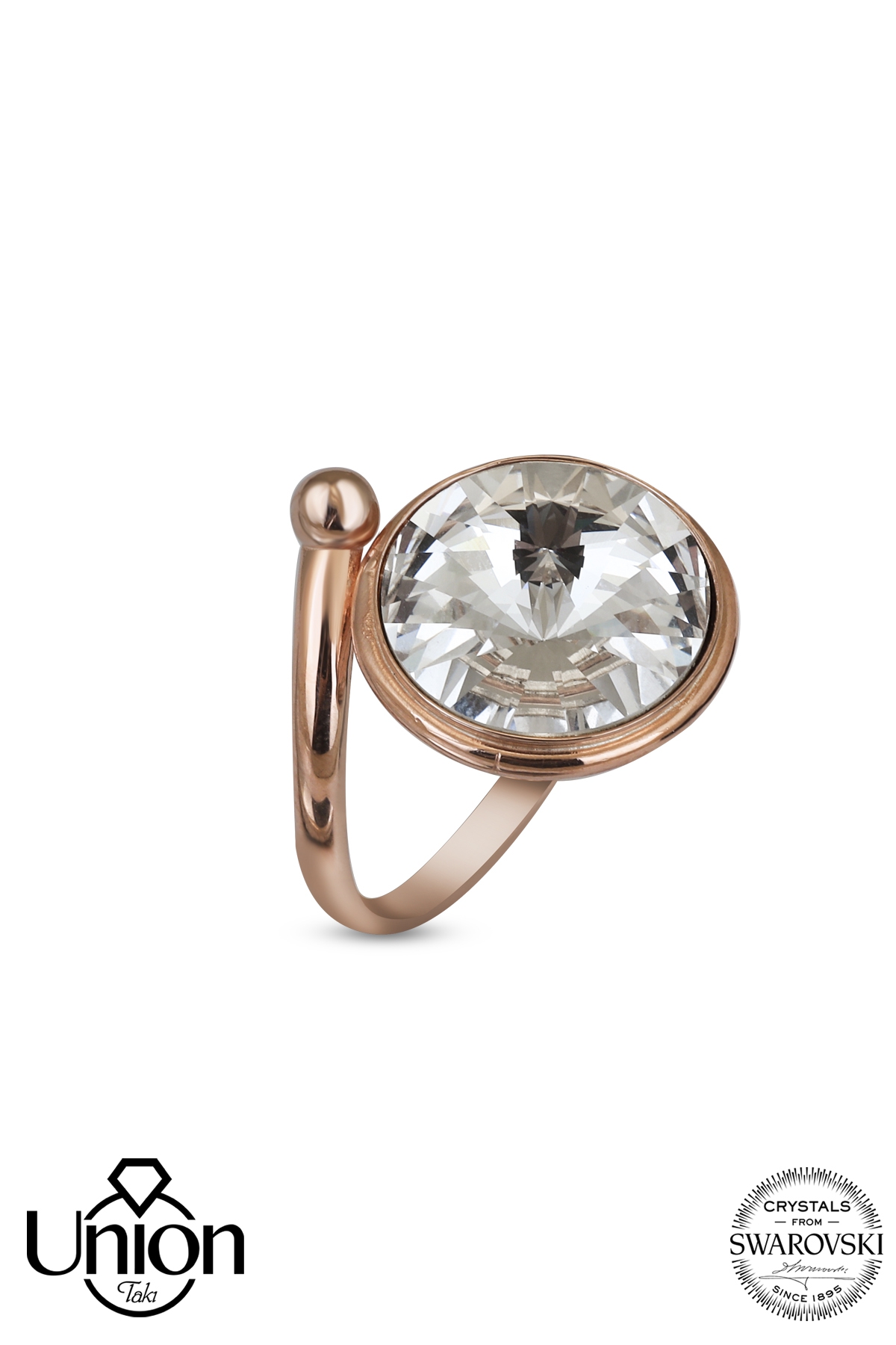 Union Crystal Kadın 14 mm Rose Gümüş Yüzük