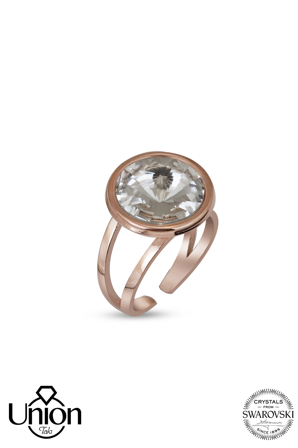 Union Crystal Kadın 12 mm Rose Gümüş Yüzük