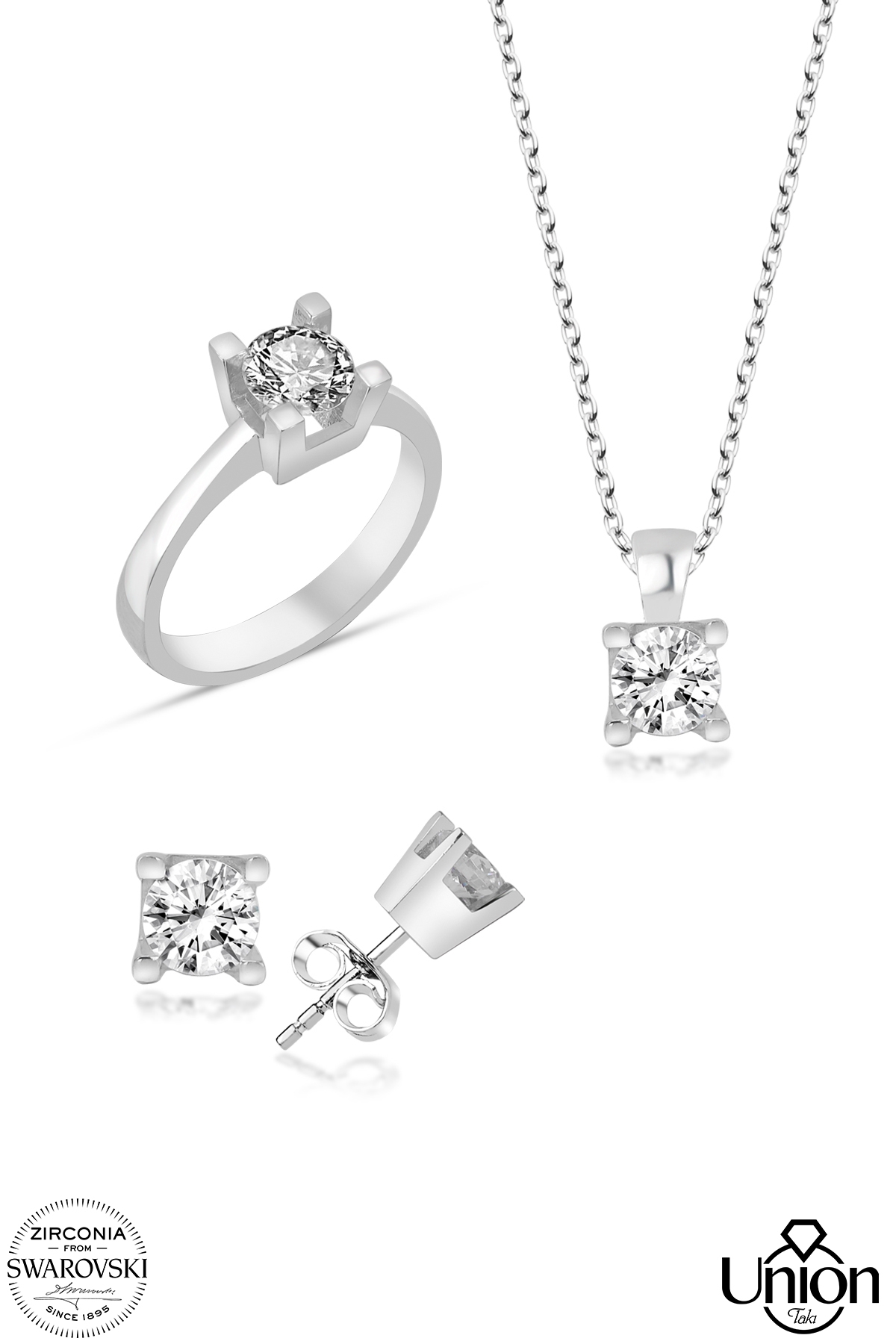 Union Zirconia Kadın 4 Tırnak Gümüş Set