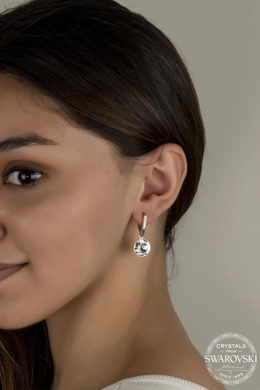 Union Crystal Kadın Beyaz Sallantılı Gümüş Küpe