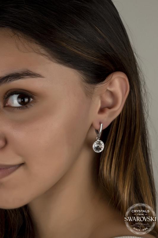 Union Crystal Kadın Beyaz Sallantılı Gümüş Küpe