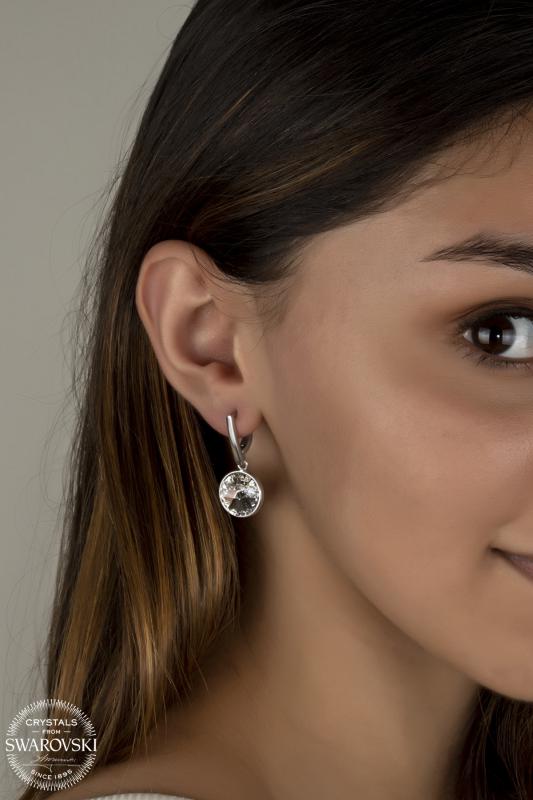Union Crystal Kadın Beyaz Sallantılı Gümüş Küpe