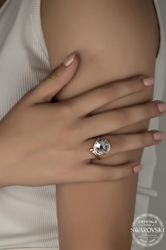 Union Crystal Kadın 14 mm Rose Gümüş Yüzük