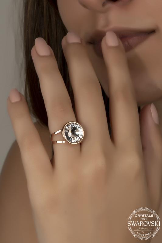 Union Crystal Kadın 12 mm Rose Gümüş Yüzük