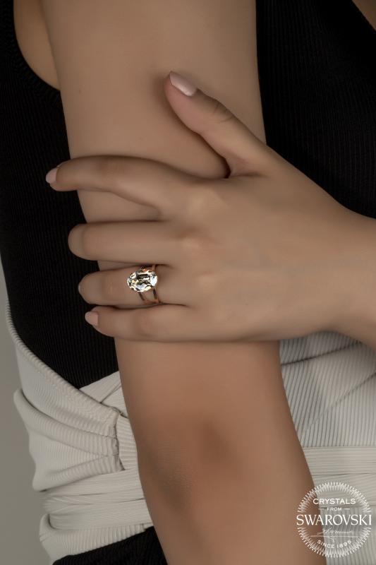 Union Crystal Kadın Janjan Oval Rose Gümüş Yüzük