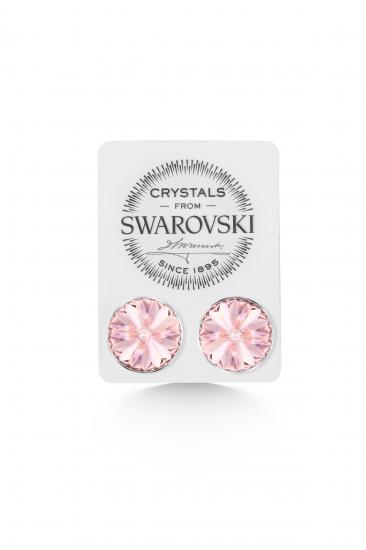 Union Crystal Kadın Light Rose Taşlı 12mm Çivili Gümüş Küpe