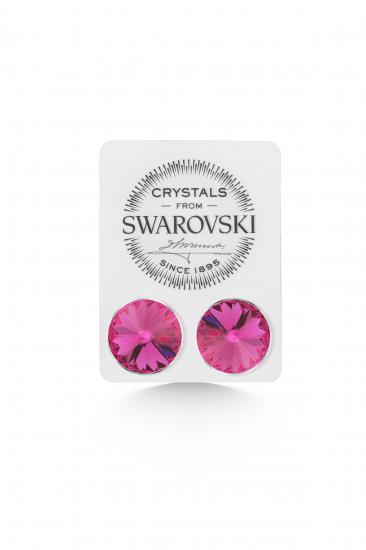 Union Crystal Kadın Fuchsia Taşlı 12mm Çivili Gümüş Küpe