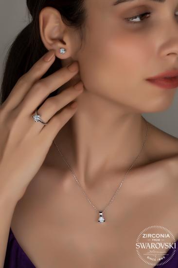 Union Zirconia Kadın Kalpli 3 Tırnak Gümüş Set
