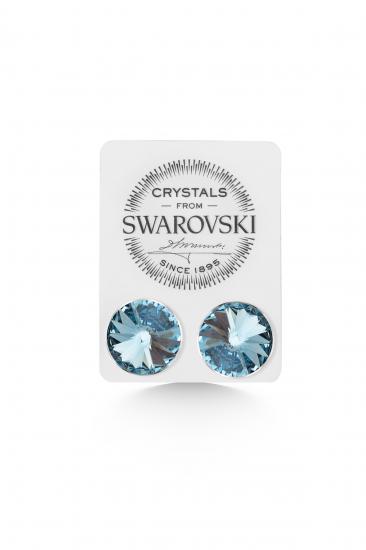 Union Crystal Kadın Aquamarine Taşlı 12mm Çivili Gümüş Küpe