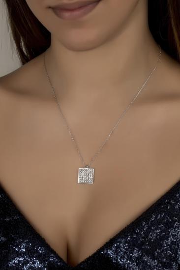 Union Crystal Kadın Kare Gümüş Kolye