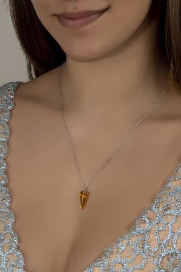 Union Crystal Kadın Topaz Üçgen Gümüş Kolye