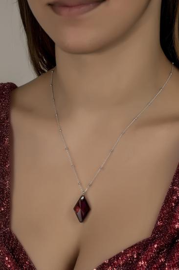 Union Crystal Kadın Ametist Karo Gümüş Kolye
