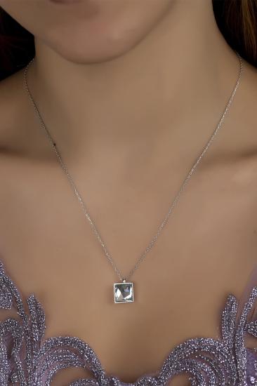 Union Crystal Kadın Kare Gümüş Kolye