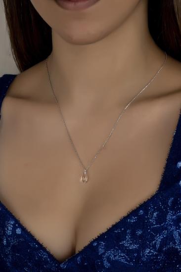 Union Crystal Kadın Metal Drop Gümüş Kolye