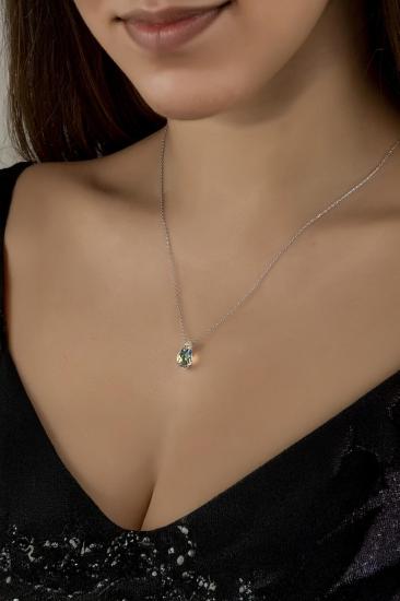 Union Crystal Kadın Parlak Drop Gümüş Kolye