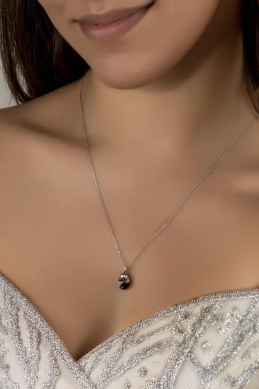 Union Crystal Kadın Chorme Oval Gümüş Kolye