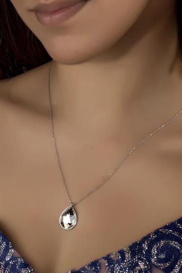 Union Crystal Kadın Damla Döküm Gümüş Kolye