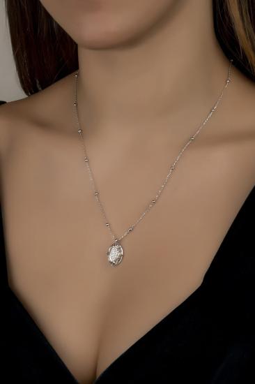 Union Crystal Kadın Oval Gümüş Kolye